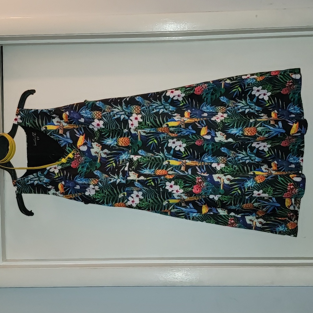 Smashed Lemon tropical print dress with belt  US 10